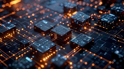 Obraz premium Illuminating the Digital Frontier: A Futuristic Visualization of Data and Technology