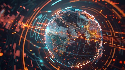 Fototapeta premium Illuminating the Digital Landscape: A Captivating Visualization of Global Connectivity