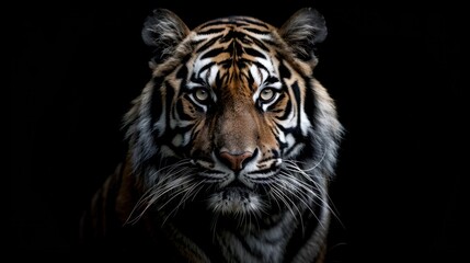 Fototapeta premium Tiger Portrait Against a Dark Background
