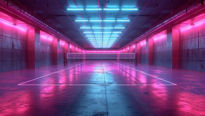 Basketball Arena Nightlife Energy: A photo capturing the energy of the nightlife in an empty basketball arena