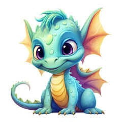 Fototapeta premium Cute Cartoon Dragon Lizard, Generative AI