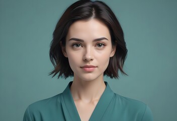 Fototapeta premium Beautiful elegant woman front view photo