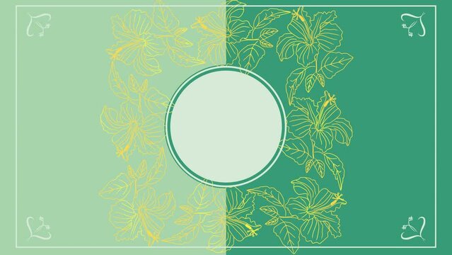motion graphic of an invitation or welcome page with a nature theme decorated with hibiscus flower patterns