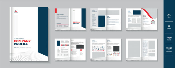 Company Profile Brochure Layout with Corporate business presentation brochure template Annual report 