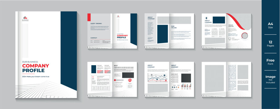 Company Profile Brochure Layout with Corporate business presentation brochure template Annual report 