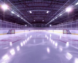 Hockey ice rink sport arena empty field - stadium - generative ai