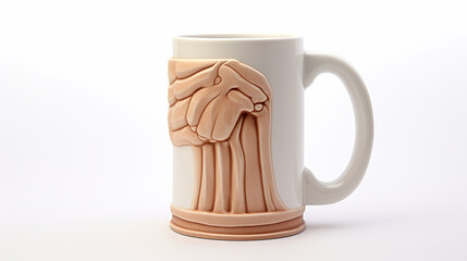 Protein cup set apart against a stark white background