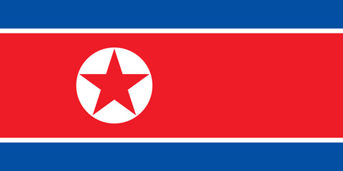 North Korea flag in official colors and proportion correctly