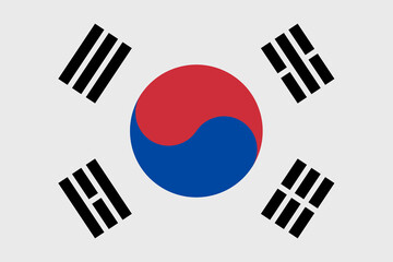 South Korea flag in official colors and proportion correctly