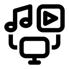 multimedia, media, media player, computer, entertainment, audio, video outline icon