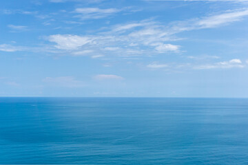 Ocean landscape view from Geurutee mountain in Aceh Jaya, Indonesia. Beautiful seascape and small islands in Aceh.