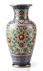 Colorful Floral Vase on White Background for Home Decor