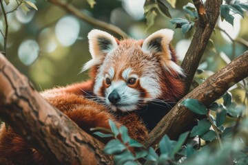 Red Panda Resting on a Branch