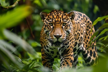 Naklejka premium Jaguar in the Jungle: A Majestic Predator