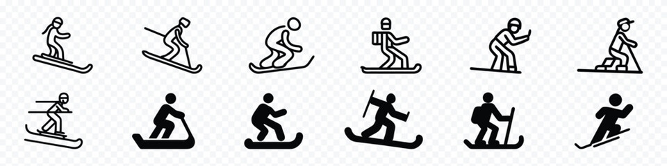 skiing icon, cross country skiing vector icon, Skier icon set with different styles. Skiing icons, Ski and snowboarding, Ski, skate, hockey, snowboarding and sledding icons, Skiing icon, Winter sports