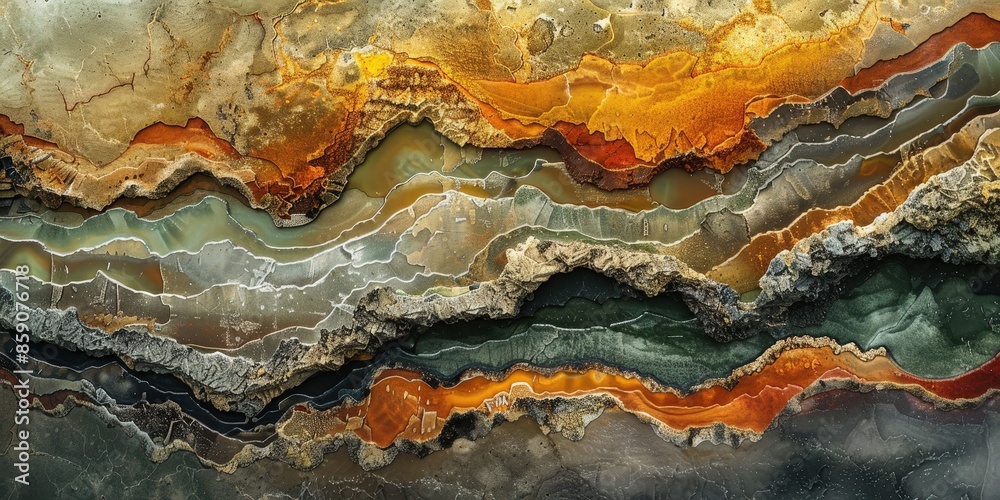 Poster layered stone formation with vibrant hues