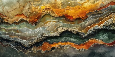 Naklejka premium Layered Stone Formation with Vibrant Hues
