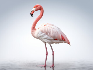 A Portrait of a flamingo on an isolated background