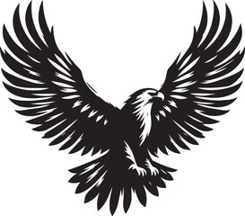 silhouette fly eagle black and white with white background