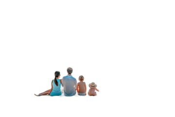 Family Fun with Two Children Isolated on Transparent Background