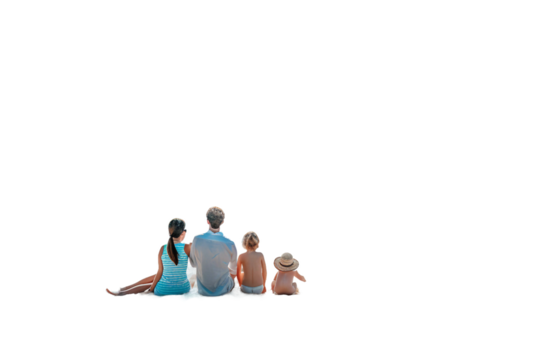 Family Fun with Two Children Isolated on Transparent Background