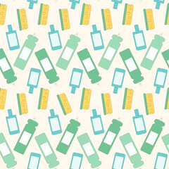 Cleaning seamless pattern. Vector line art flat illustration.