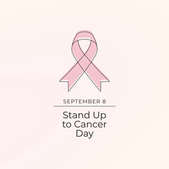 Stand Up To Cancer Day. Line art design. Vector ribbon line art. Continuous line. Good for usage template. eps 10.