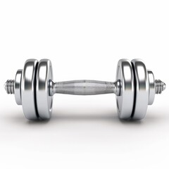Naklejka premium Shiny Chrome Dumbbell Isolated on White Background - Fitness Equipment Concept