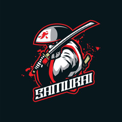 Samurai mascot logo design vector with modern illustration concept style for badge, emblem and t shirt printing. Samurai illustration for sport and esport team.