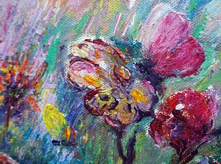 Obraz premium hand painted original impressionism art painting oil color insect growth and night butterfly 