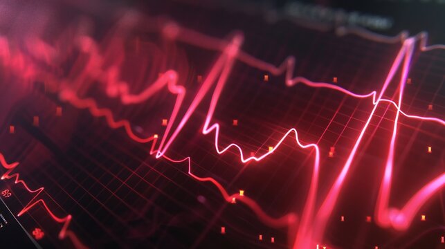 Illustration of a heartbeat monitor with a transparent background
