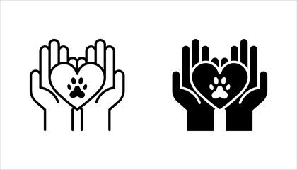 Dog Love Heart with cute puppy face icon set. vector illustration on white background. best used for pet care,