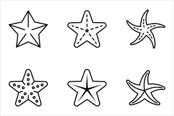 Obraz premium Starfish vector set for summer design elements vector illustration on white background.