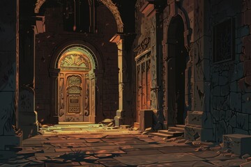 A Crumbling Courtyard in the Evening Light