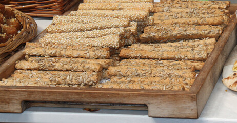 A Mixed Selection of Freshly Made Breadsticks.