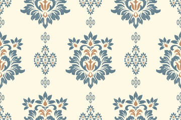 Traditional ethnic motifs ikat geometric fabric pattern.Ikat embroidery Ethnic oriental background. Abstract, vector, illustration. Texture, scarf, decoration, wallpaper.