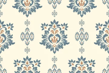 Gardinen Barock Traditional ethnic motifs ikat geometric fabric pattern.Ikat embroidery Ethnic oriental background. Abstract, vector, illustration. Texture, scarf, decoration, wallpaper.  © supachai