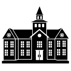 School buildings icon vector silhouette illustration.