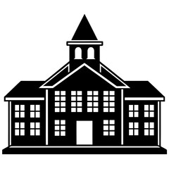 School buildings icon vector silhouette illustration.