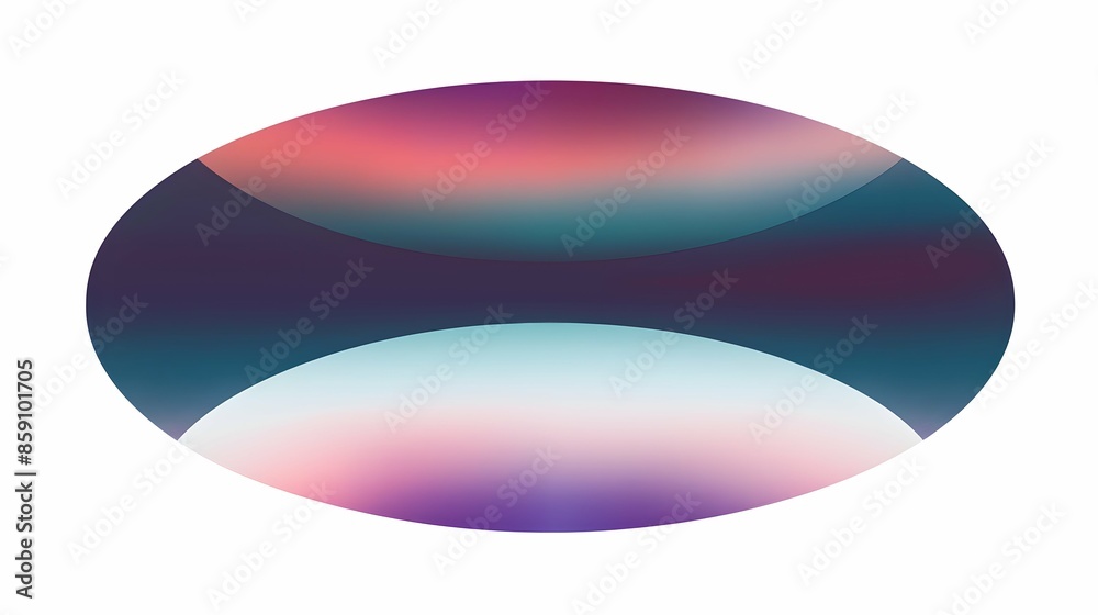 Sticker an abstract illustration of an oval shape with a blue, purple, and pink gradient against a white bac