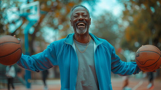 portrait of a basketball old player