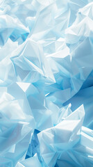 Aesthetic geometric ice crystal shapes 3D background, light blue color. Technology presentation template. Generative AI