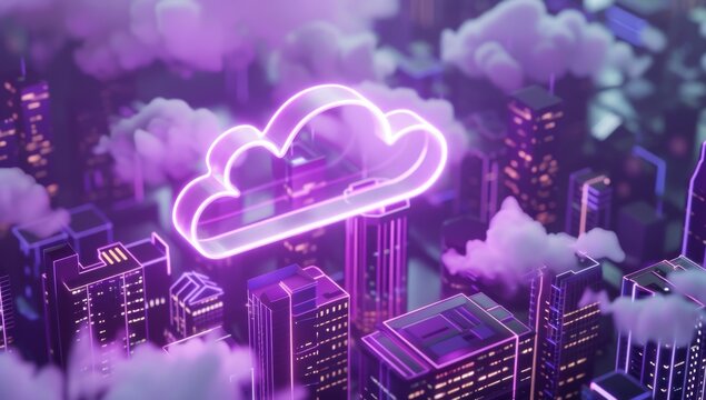 Data cloud Servers and Supercomputers with Cloud Storage. Internet Artificial intelligence. Technology web background.