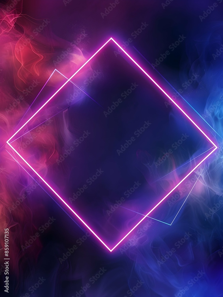 Canvas Prints beautiful purple blue neon glowing frame on dark background