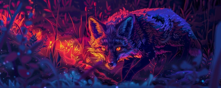 Neon Fox in the Forest