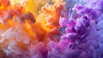 Fototapeta premium Abstract colorful ink in water, vibrant and dreamy swirls mixing in fluid art. Creativity and imagination concept