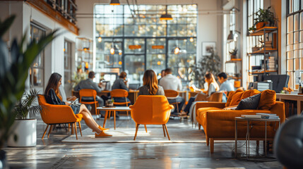 interior of office with people