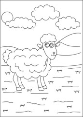 sheep farm animal coloring book page