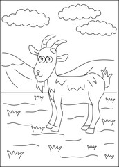 goat farm animal coloring book page