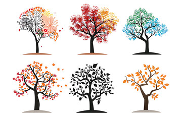 Set of different kind of plants , Elements , white background ,easy useable